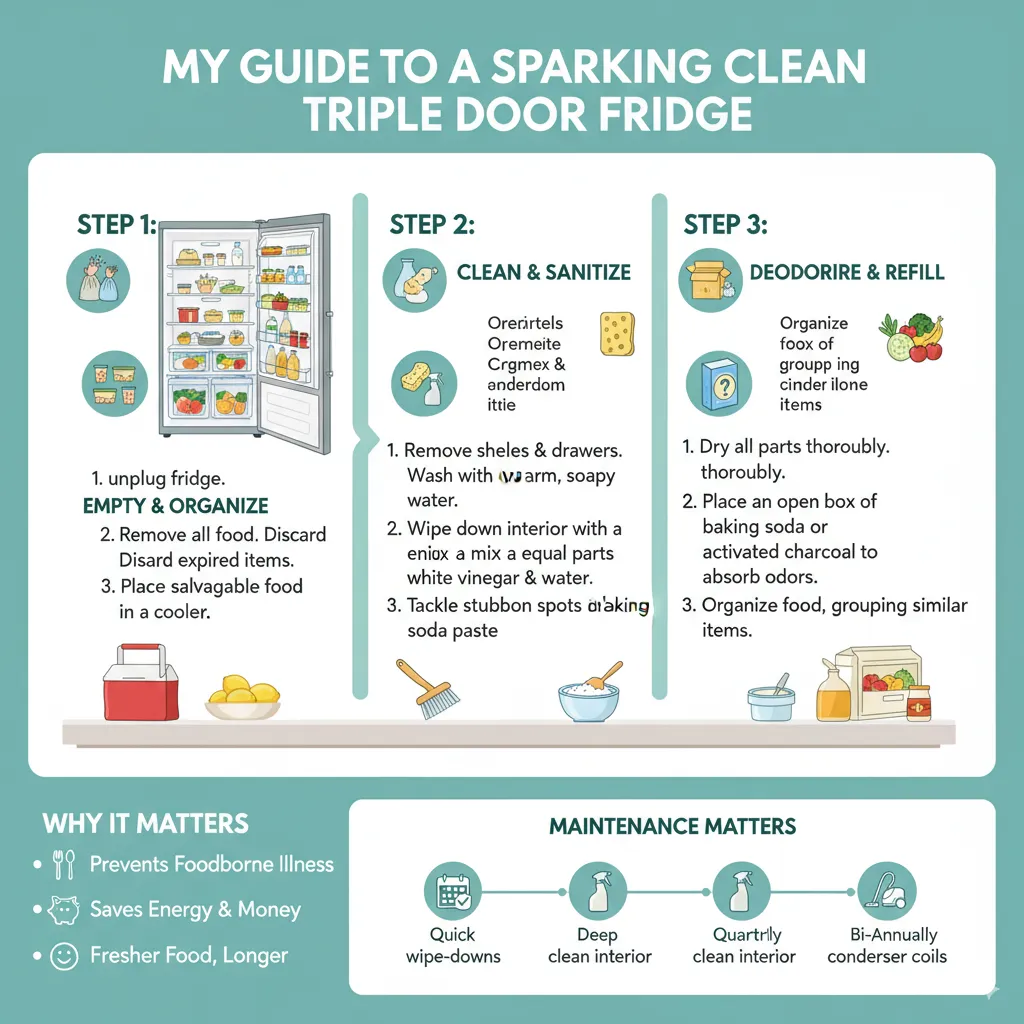 My Guide to a Sparkling Clean Triple Door Fridge
