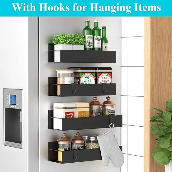 HuggieGems 4-Pack Magnetic Spice Storage Rack Organizer