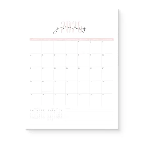 Karto Magnetic Calendar for Refrigerator 2026 - Vertical 8.5x11 inch January 2026 to June 2027 - Versatile and Easy Planning with Aesthetic Fridge Calendar Magnet - Two Font Pink