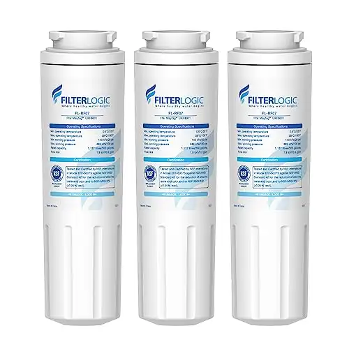 Filterlogic UKF8001 Replacement for EveryDrop® Filter 4, Whirlpool® EDR4RXD1, Maytag® 4396395, UKF8001AXX-200, UKF8001AXX-750, 46-9006, Puriclean II, FL-RF07, Refrigerator Water Filter, Pack of 3