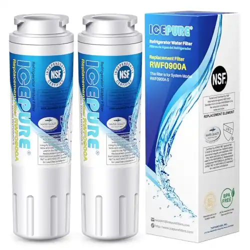 ICEPURE UKF8001 Replacement for Whirlpool Filter 4, Everydrop EDR4RXD1, FMM-2 Maytag UKF8001AXX-200 9084 4396395 MPF15090 WF-UKF8001,WF295,SGF-M9,Puriclean II,RWF0900A Refrigerator Water Filter,2PACK