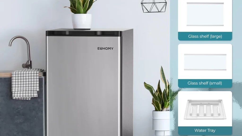 EUHOMY 3.2 Cu.Ft Mini Fridge with Freezer, Single Door Compact Refrigerator, Energy Saving, Mini Refrigerator