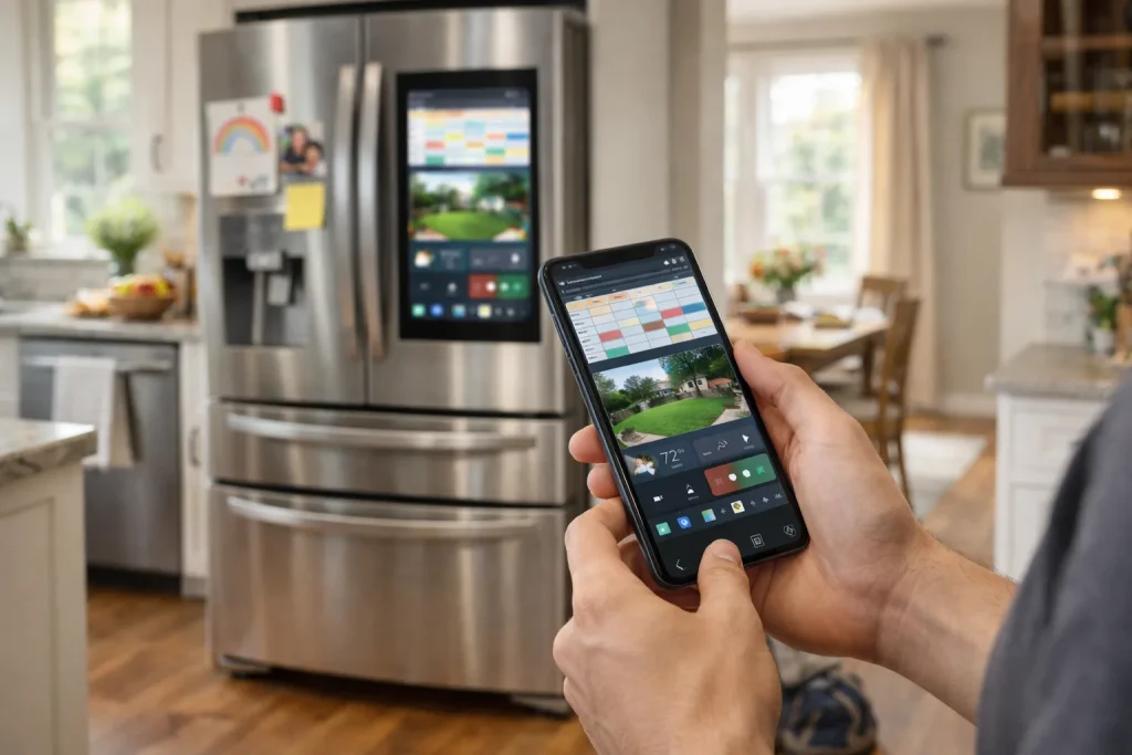 Smartphone and fridge in harmony