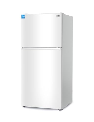 BLACK+DECKER 20.1 Cu. Ft. Top Mount Refrigerator with Ice Maker, 2-Door Refrigerator with Top Freezer, Freezer with Icemaker and Adjustable Temperature Control, ENERGY STAR, BR2010JIMW, White