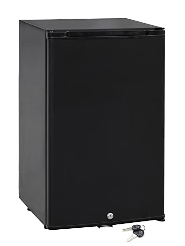 12 Volt RV Fridge With Lock and Key, 1.76 Cu. Ft Small Silent Lockable Upright Mini Refrigerator for Semi Truck, 12v/110v Cooler Quiet No Noise for Office Apartment Bedroom Marine Dorm Patio, Black