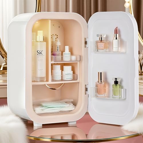 Kikihuose 22L Mini Skincare Fridge, Beauty Fridge for Cosmetic Storage, 44°F Intelligent Temperature Control, Personal Small Makeup Refrigerator for Bedroom, Dorm