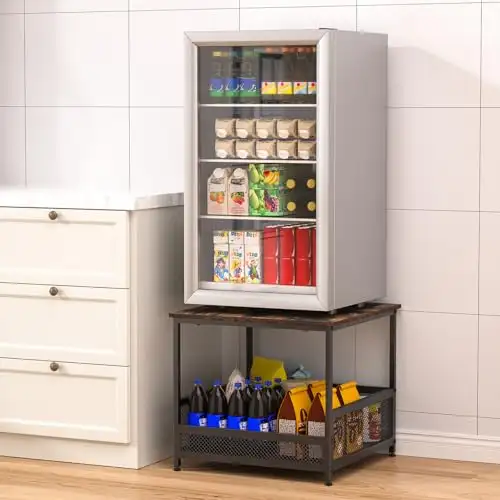 Pitare Mini supporto per frigorifero con contenitore, resistente mini ripiano per frigorifero, capacità 104,3 kg, contenitore per bevande e snack, robusto supporto per frigorifero, per dormitorio,