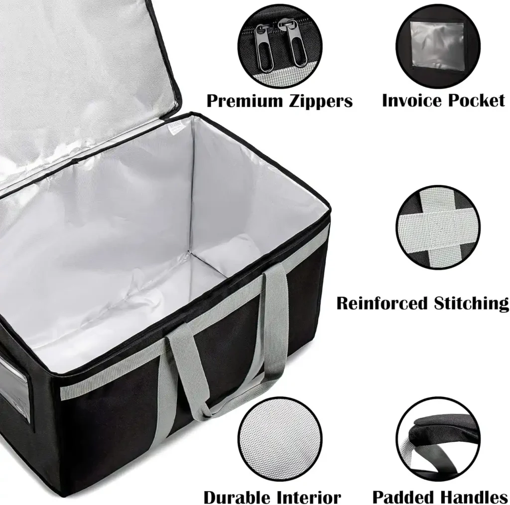 DERABY Insulated Delivery Bag Carrier XXXL 23x15x14 Commercial Grade