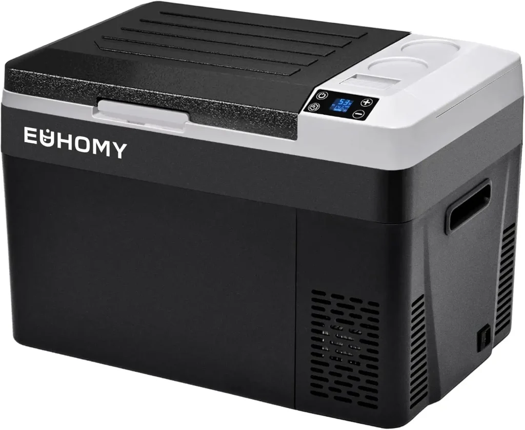 EUHOMY 12 Volt Refrigerator, 32QT(30L) Electric Cooler, Car Fridge APP Control, Car Refrigerator 1224V DC 100-240V AC, Portable Freezer Usable Battery