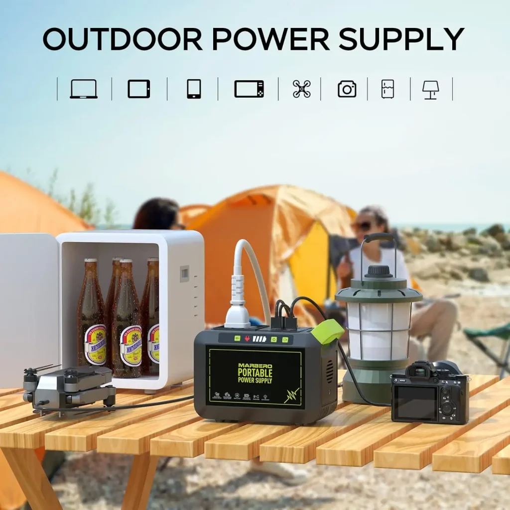 MARBERO Portable Power Station 88Wh Camping Lithium Battery Solar Generator Fast Charging with AC Outlet 120W Peak Power Bank