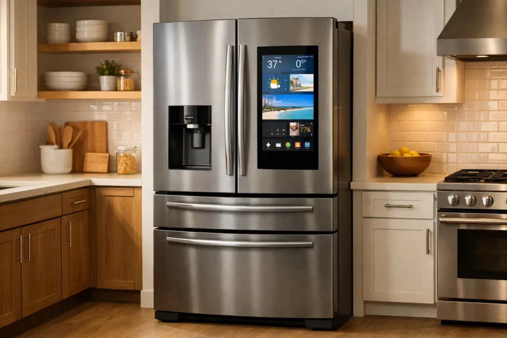 Modern kitchen with smart refrigerator