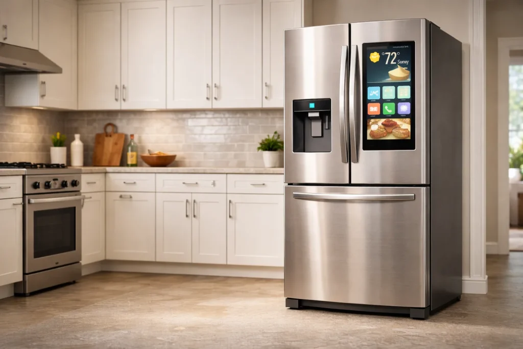 Modern kitchen with smart refrigerator