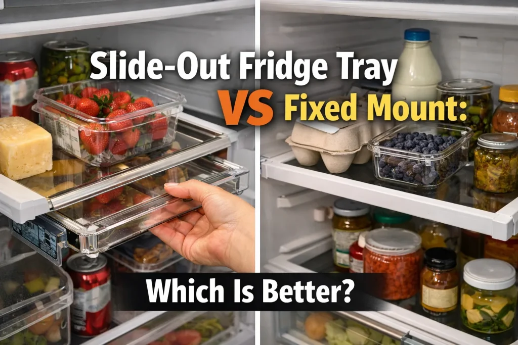 Slide-out fridge tray vs fixed mount