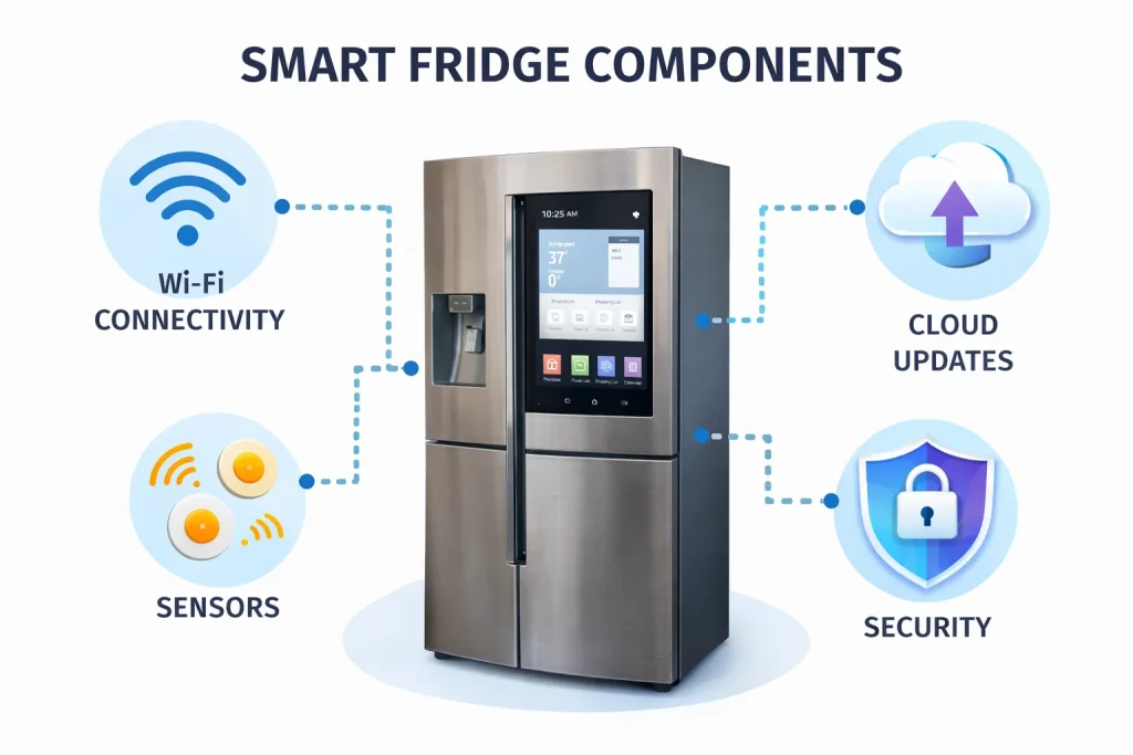 Smart fridge components infographic