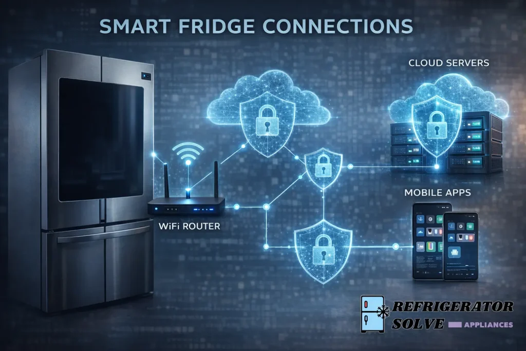 Smart fridge cybersecurity connections diagram