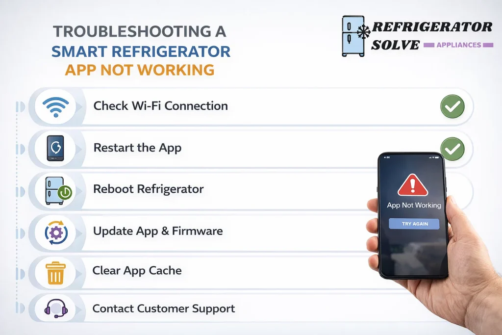 Smart refrigerator app troubleshooting guide