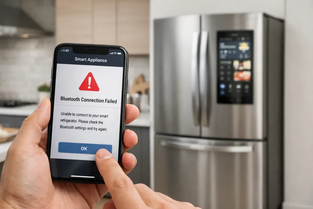 Smartphone error in modern kitchen
