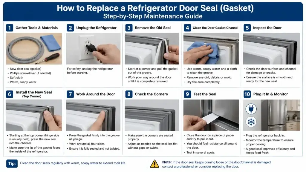 How to replace a refrigerator door seal