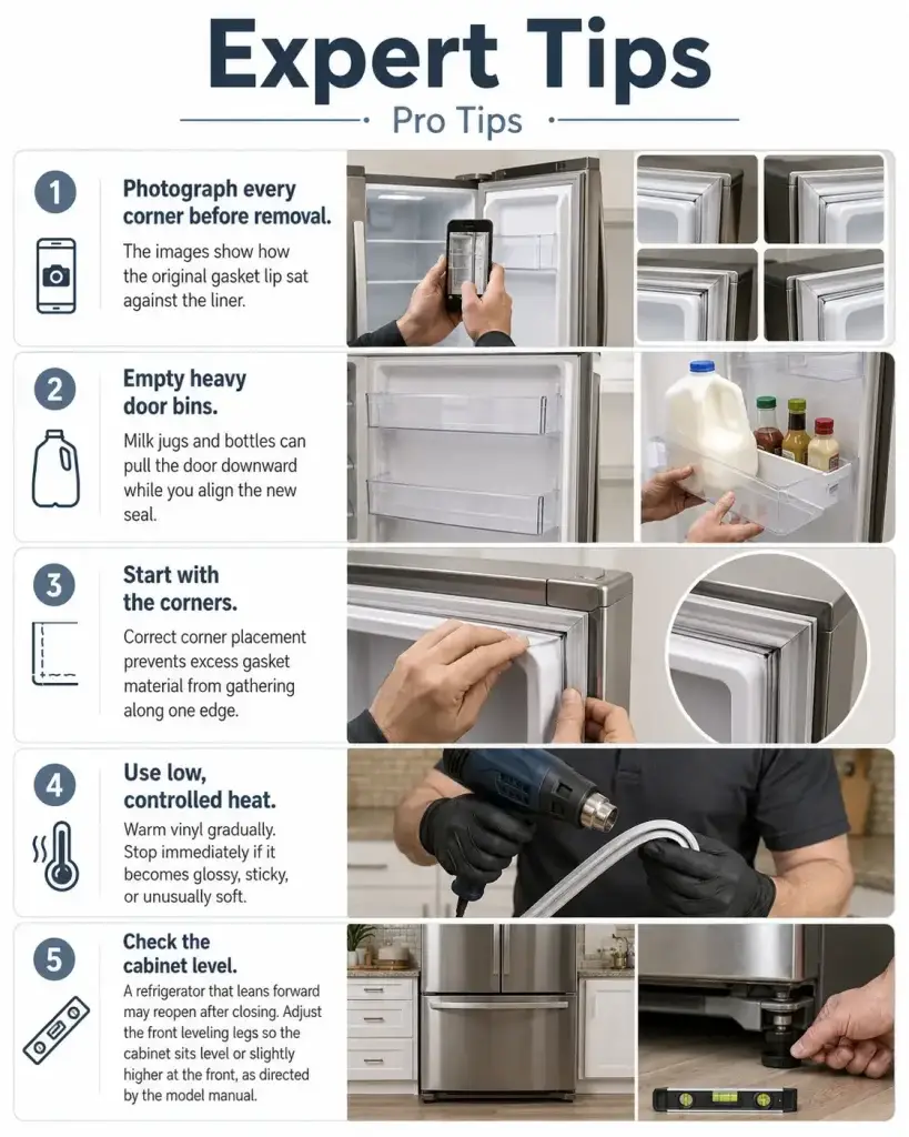 Refrigerator gasket replacement tips