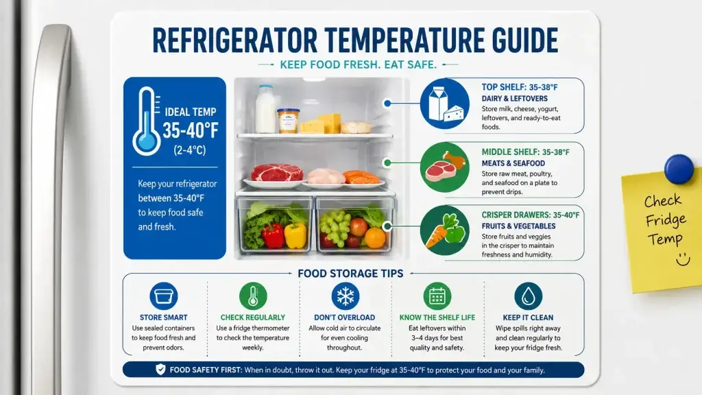 Refrigerator temperature guide for safety