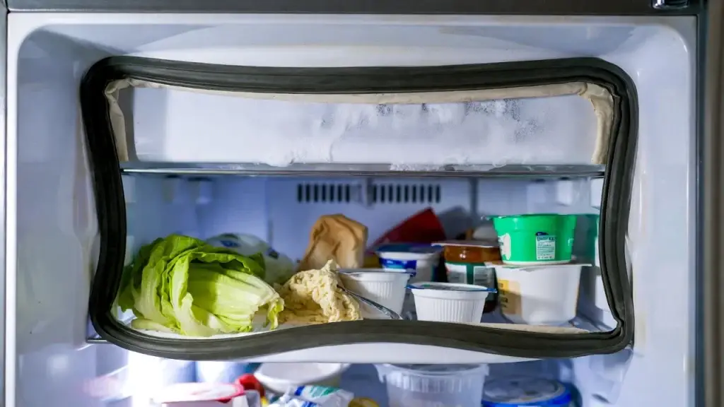 a messy refrigerator interior with a visibly warped door gasket
