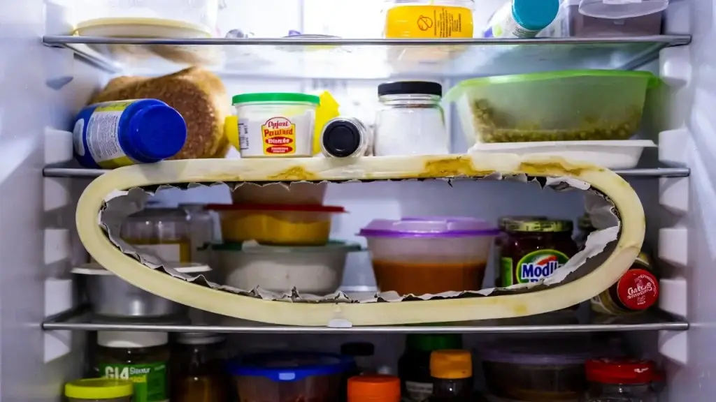 a poorly organized refrigerator with overcrowded shelves