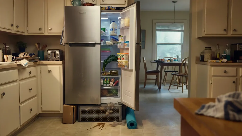 a refrigerator with dirty condenser coils