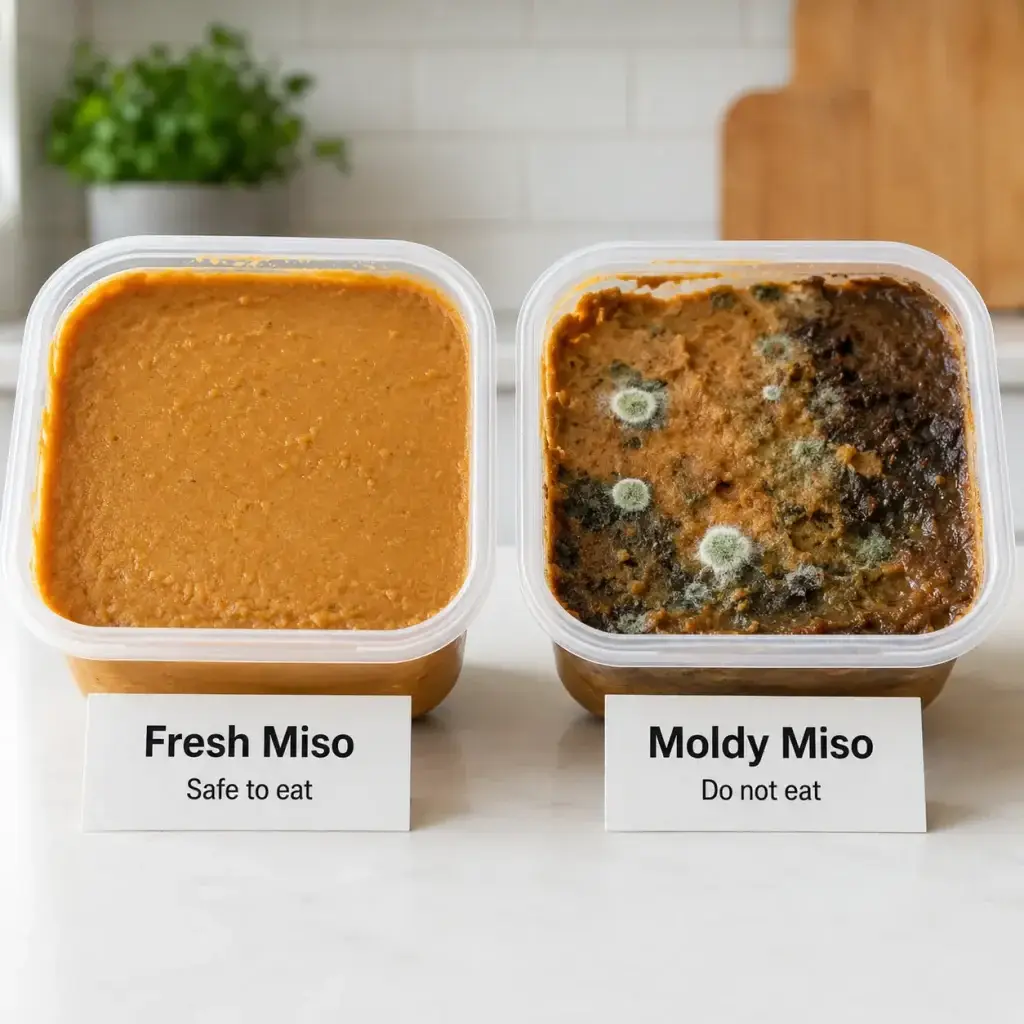 two miso paste containers side by side on a kitchen counter