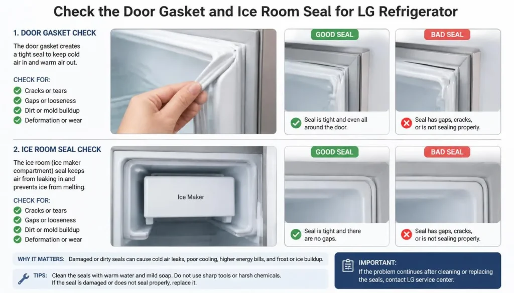 Check the Door Gasket and Ice Room Seal