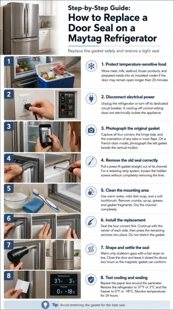 How to replace a refrigerator door seal
