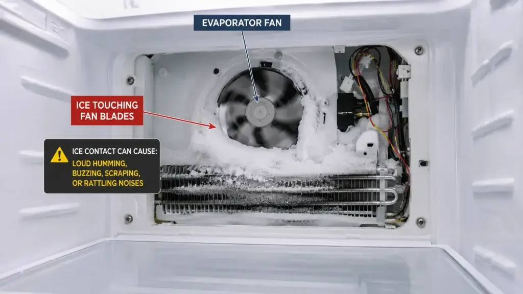 Ice Is Touching the Evaporator Fan