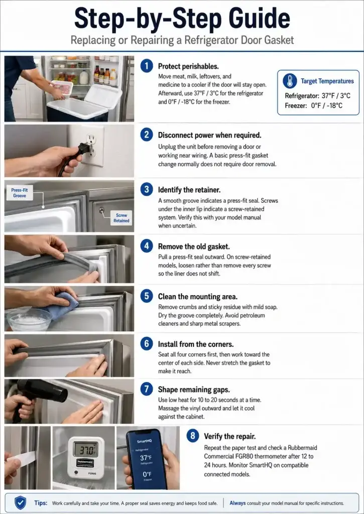 Refrigerator door gasket repair guide