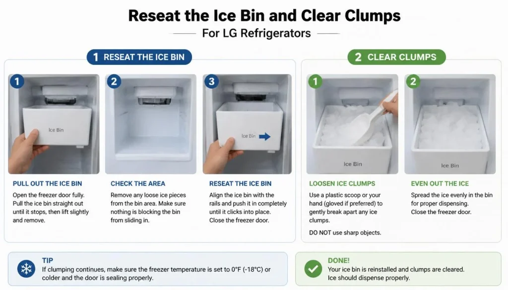 Reseat the Ice Bin and Clear Clumps