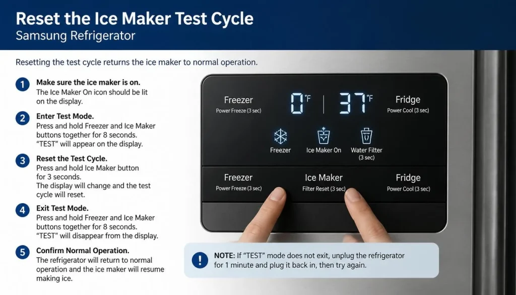 Reset the Ice Maker Test Cycle