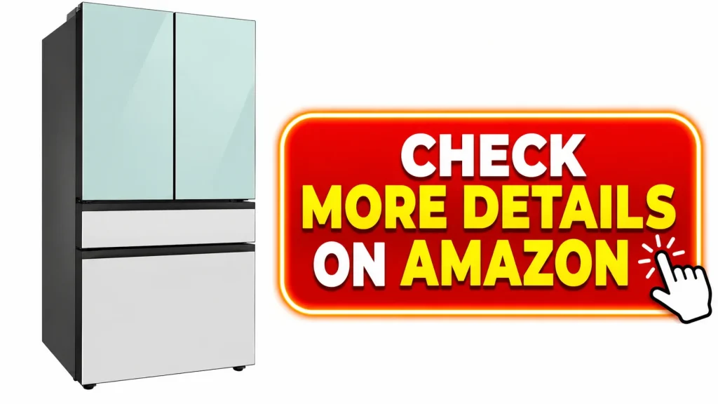 Samsung Bespoke 29 cu ft. 4-Door French Door Smart Refrigerator with Beverage Center in Morning BlueWhite Glass, Standard Depth RF29BB86004M