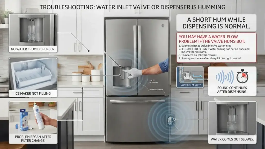 The Water Inlet Valve or Dispenser Is Humming