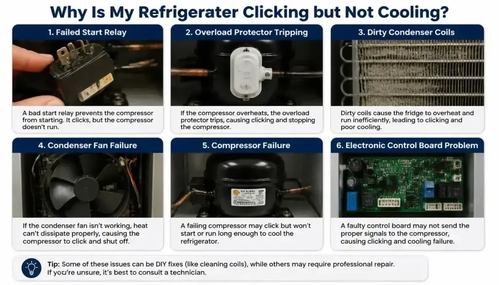 Why Is My Refrigerator Clicking but Not Cooling