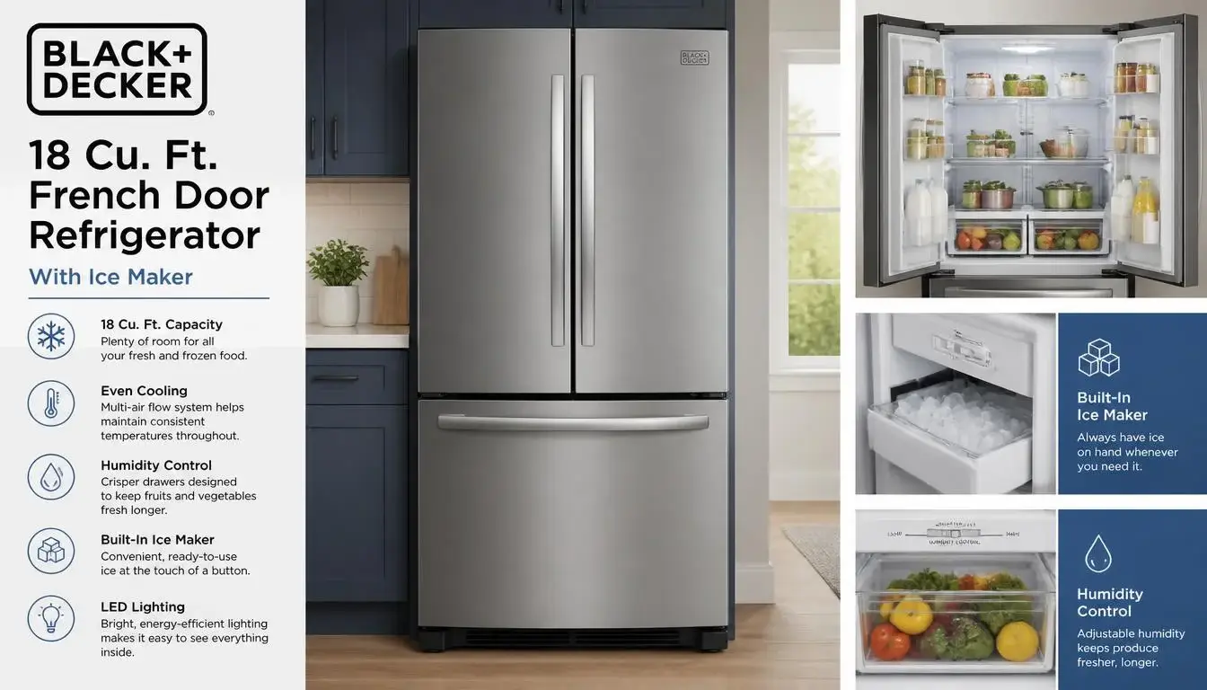BLACK+DECKER 18 Cu. Ft. French Door Refrigerator With Ice Maker