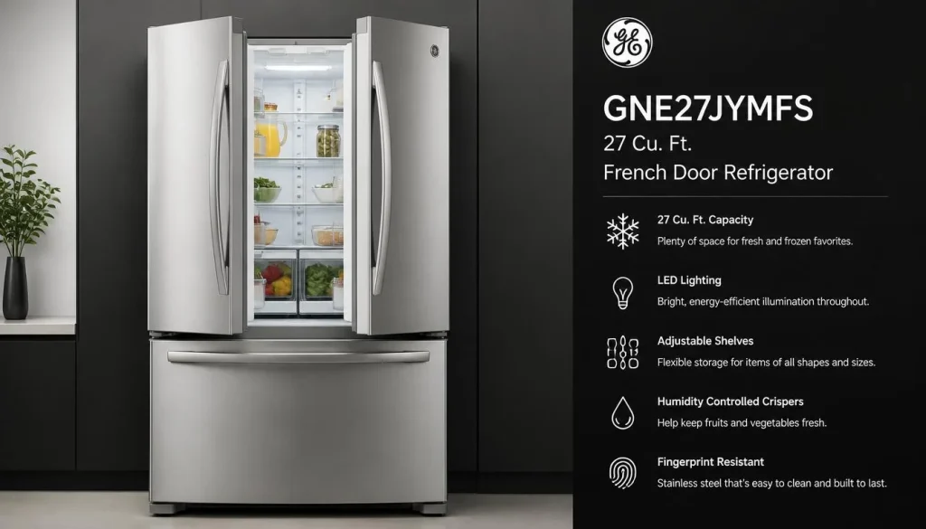 GE GNE27JYMFS 27 Cu. Ft. French Door Refrigerator