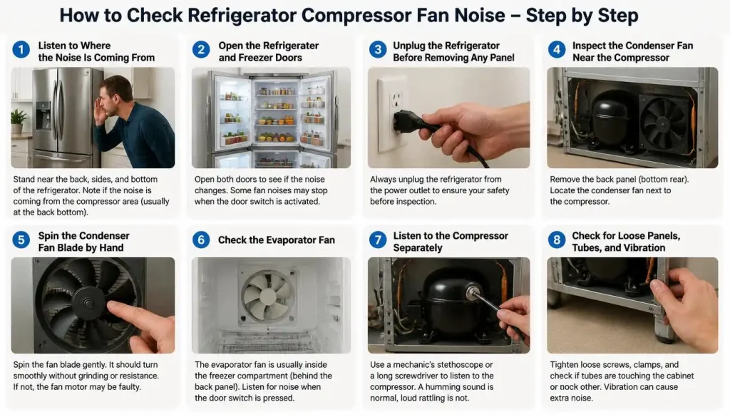 How to Check Refrigerator Compressor Fan Noise Step by Step