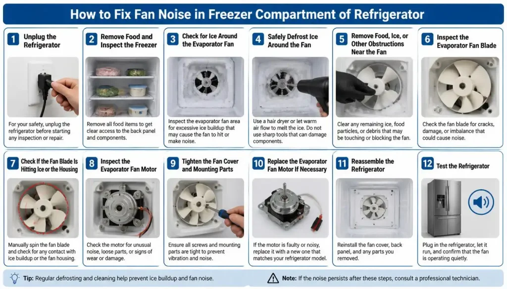 How to Fix Fan Noise in Freezer Compartment of Refrigerator