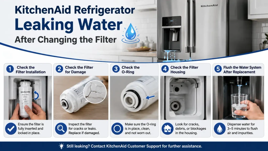 KitchenAid Refrigerator Leaking Water After Changing the Filter