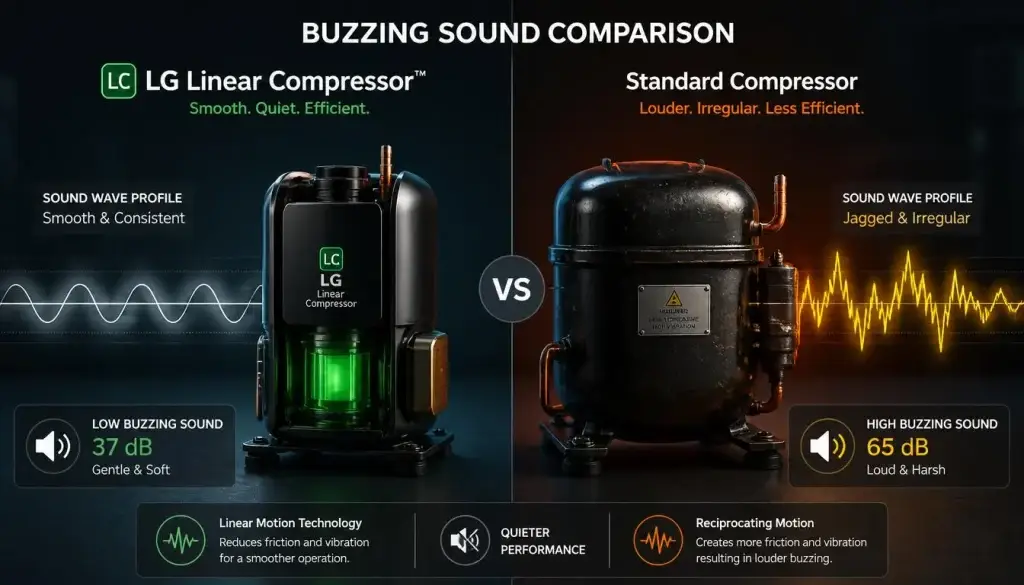 LG Linear Compressor vs Standard Compressor Buzzing Sounds