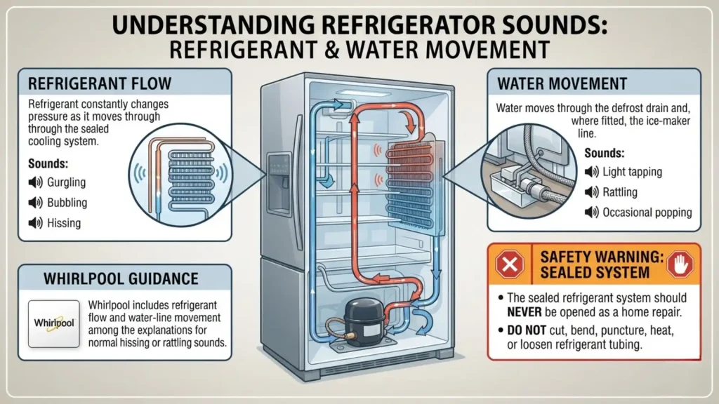 Refrigerant and Water Moving Through the System