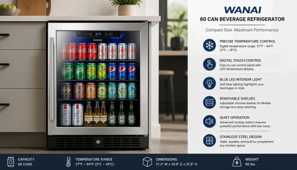 WANAI 60 Can Beverage Refrigerator