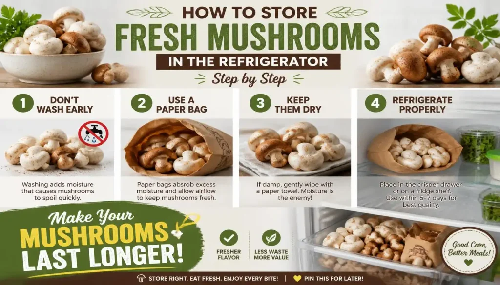 How to Store Fresh Mushrooms in the Refrigerator Step by Step